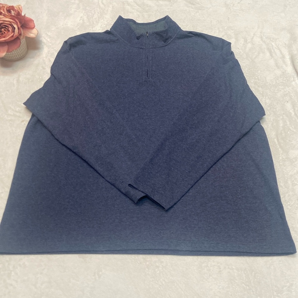 JOHNSTON & MURPHY Size XXXL 1/4 Zip Blue Long Sleeve Pullover